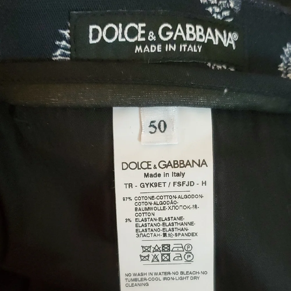 Dolce & Gabbana Dark Blue & White Seahorse Print Slim Fit Chino Pant 34" Waist - Picture 12 of 16